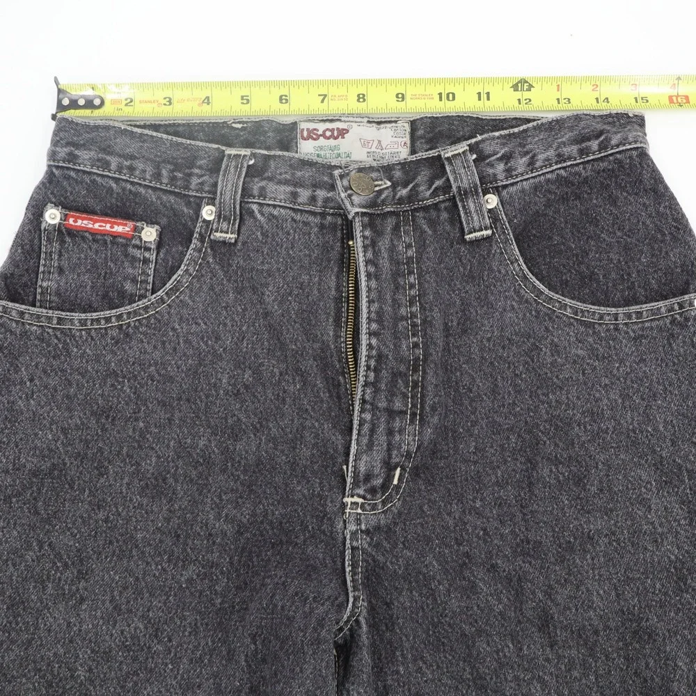 Vintage US-CUP Black Acid Wash Straight Leg Jeans Mens 30x30 High Rise 90s Denim
